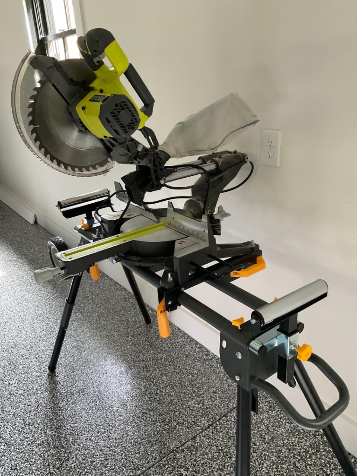 WORKESS Portable Miter Saw Stand with 6.75 in Wheels 330 lbs Load Capacity Heavy Duty Universal Mitre Saw Stand Tool Storage Trays WK-MS080 customer photo 2