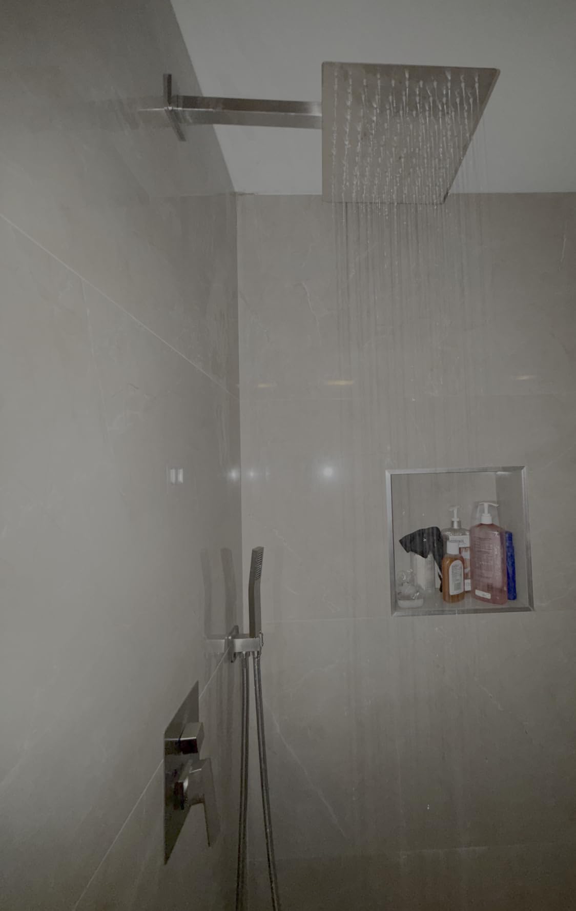 FPXRNG Shower Faucet Set with 10 Inch Matte Black Rain Shower Head | Pressure Balance Shower Valve and Trim Kit, SUS304 Square Shower Head and Handle Set, All Metal, Wall Mounted Shower Fixtures customer photo 1