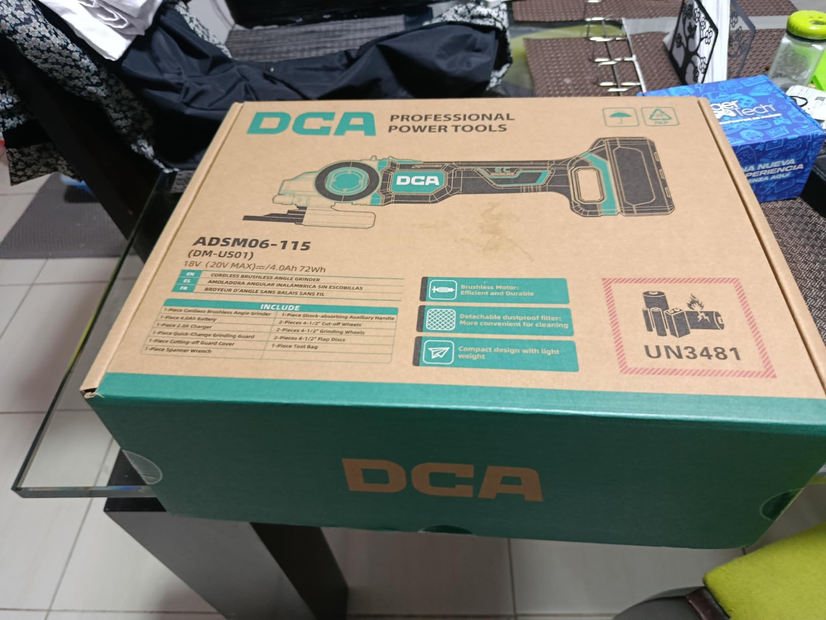 DCA Cordless Angle Grinder 4-1/2 inch, 20V Brushless Motor 8500RPM, Battery Grinder Tool-Free Guard, 4.0Ah Battery & Charger, Power Electric Cut Off Tool with 6 Discs for Cutting, Grinding, Polishing customer photo 1