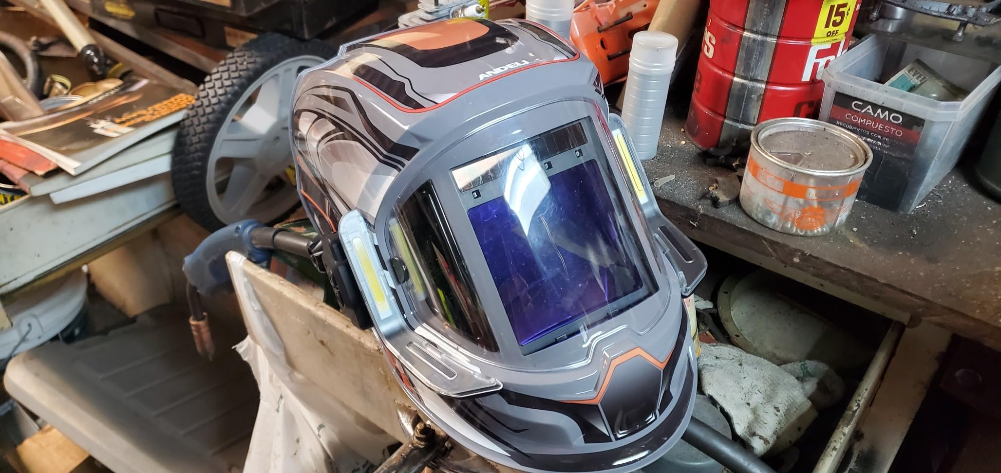 ANDELI Auto Darkening Welding Helmet with Light,with Internal Display customer photo 2