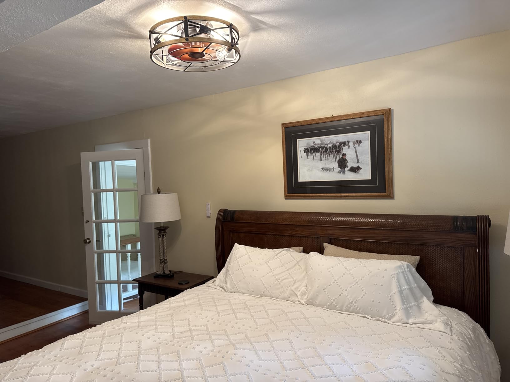 SHLUCE Caged Ceiling Fan with Light and Remote, Farmhouse Fandelier customer photo 1