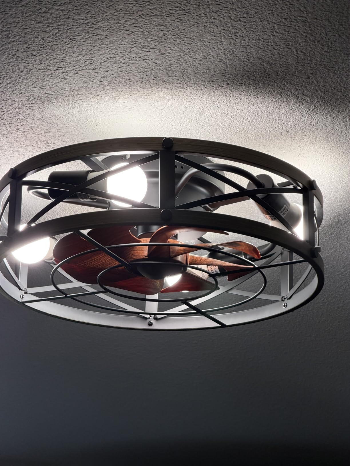 SHLUCE Caged Ceiling Fan with Light and Remote, Farmhouse Fandelier customer photo 2