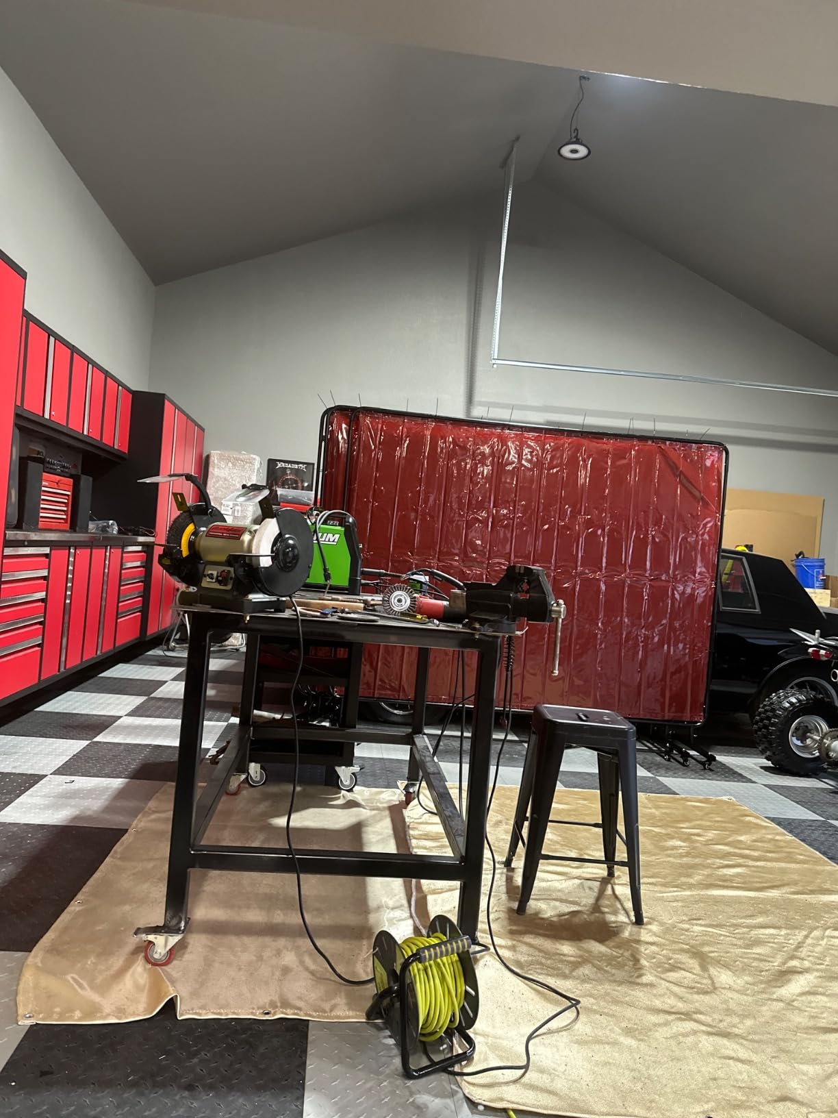 3 Panel 6x6 FT Vinyl Welding Screen with Frame | Flame-Resistant PVC Welding Curtain with Lockable Swivel Wheels, Transparent Welding Screen Panel for Welding Safety, Red customer photo 1