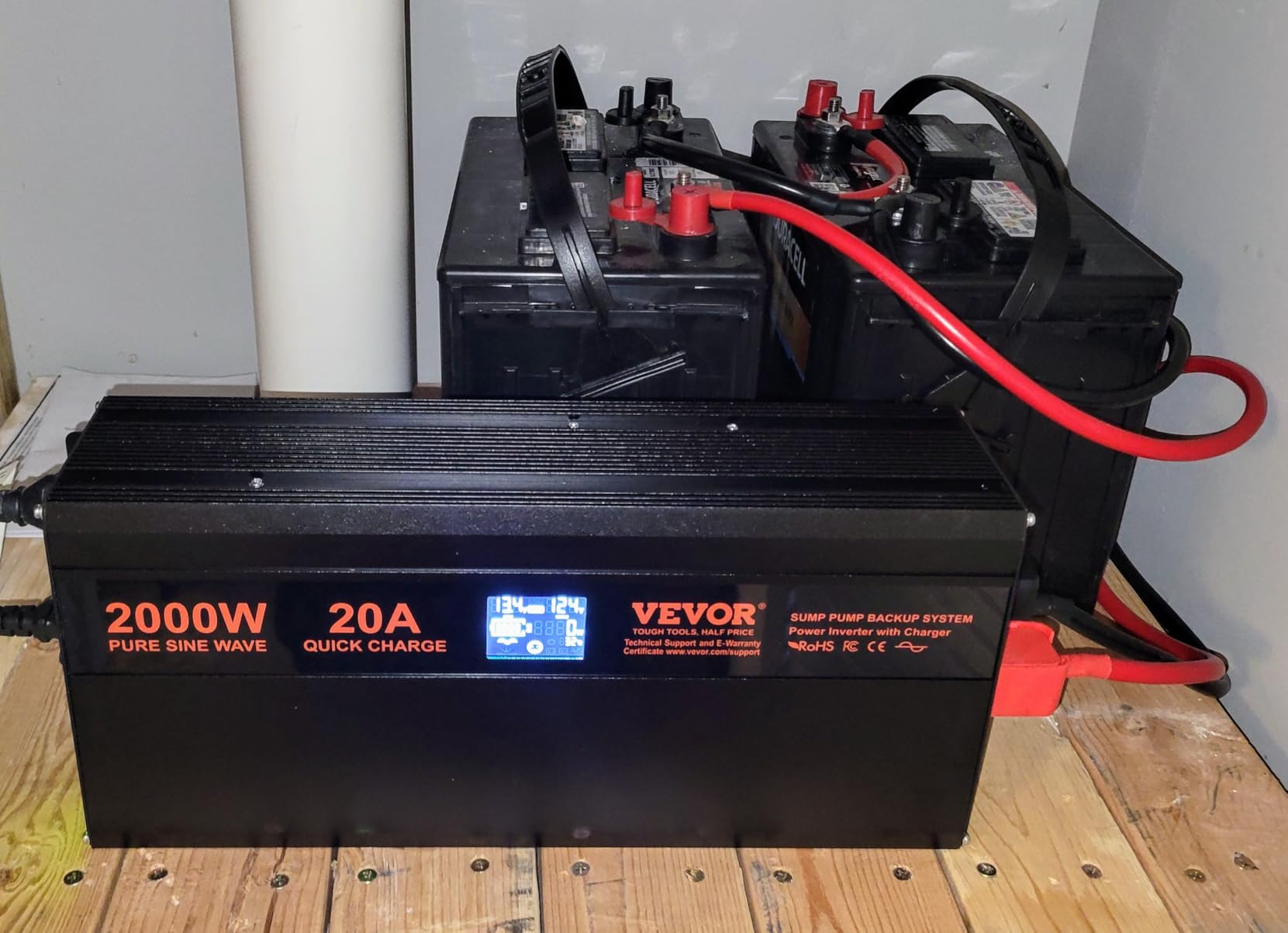 VEVOR 2000W Sump Pump Battery Backup System LCD Display Corded Auto Switch customer photo 2