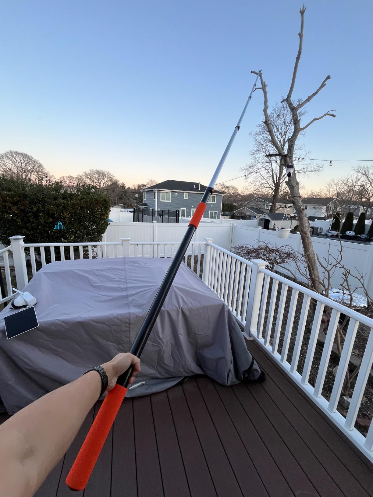 LAANPOLE 26FT Pole Saw, Telescoping Tree Trimmer with 5-20FT Extension Pole, Manual Branches Pruner for Backyard, Orange customer photo 1