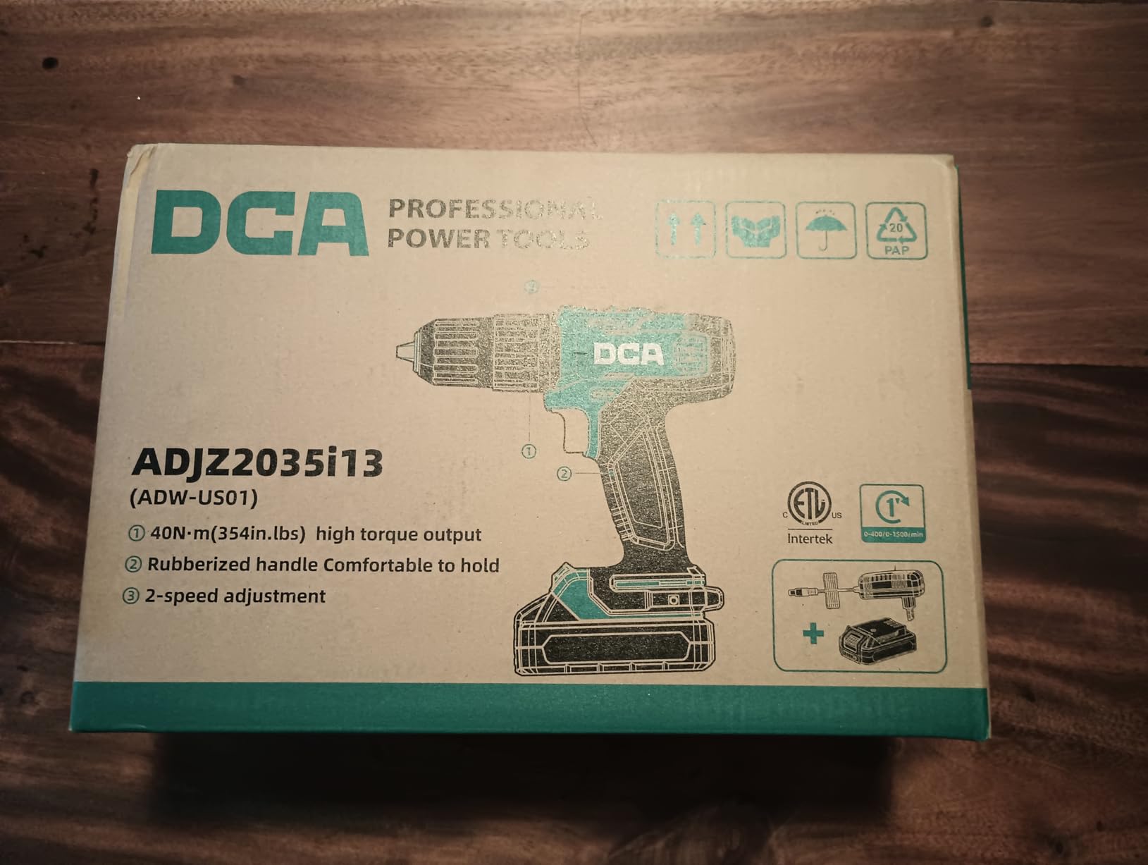 DCA 20V Cordless Hammer Drill Set, 354 In-lb Torque, 1/2