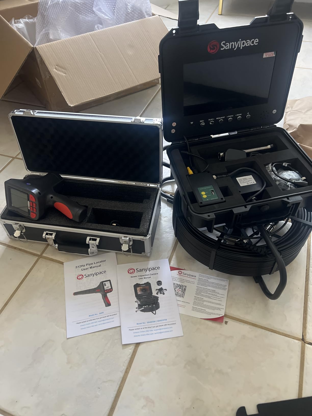 Sanyipace Sewer Camera with Pipe Locator, 7mm/0.28inch Cable, 512Hz, 10.1