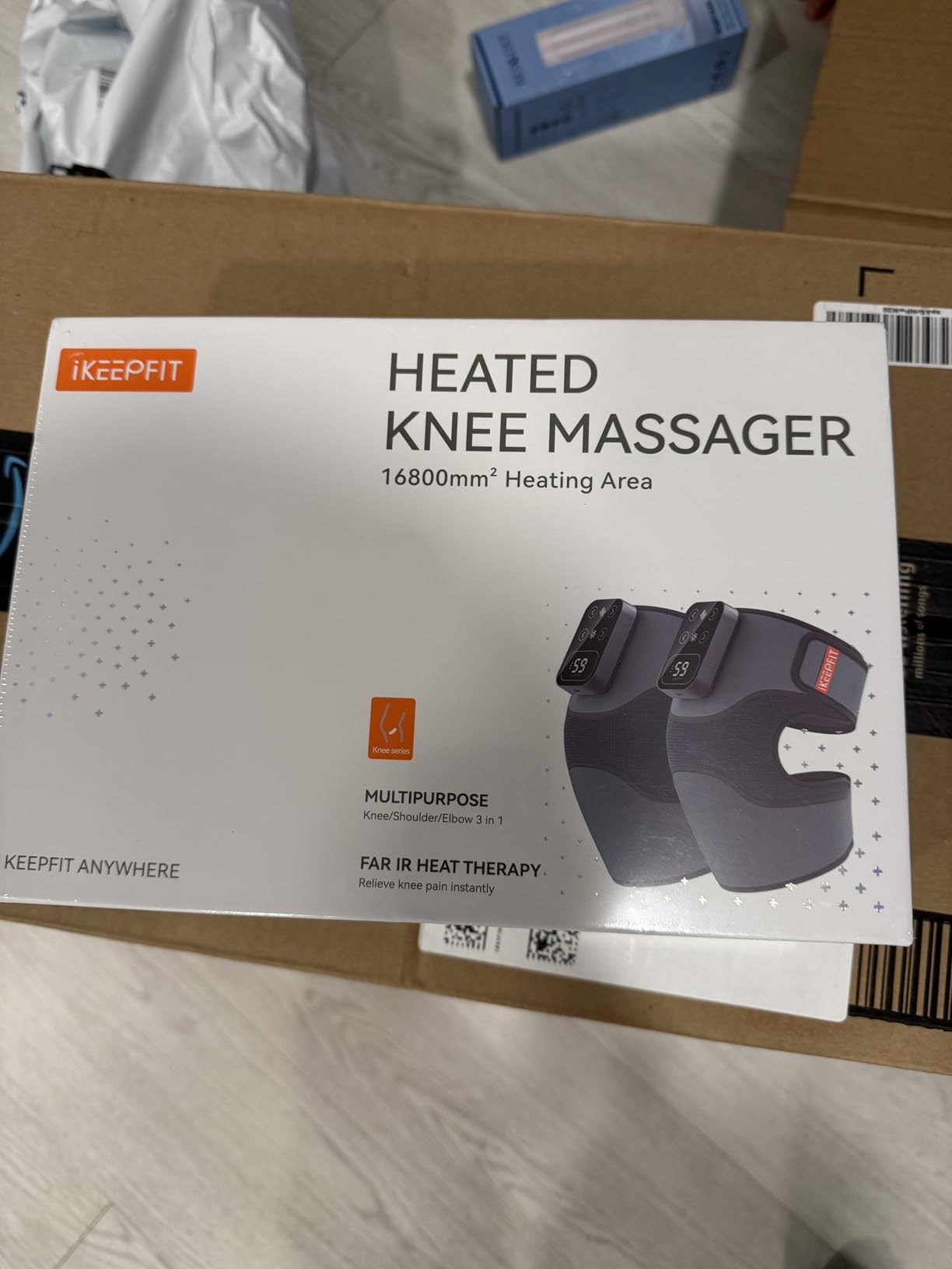 IKEEPFIT Cordless Knee Massager with Heat Vibration for Pain Relief, MAXwarm 4.0[2026 Upgraded] - Electric Heated Knee Brace with 5 Heat Levels and 3 Massage Mode, Gifts for Men Women (Grey, Pair) customer photo 2