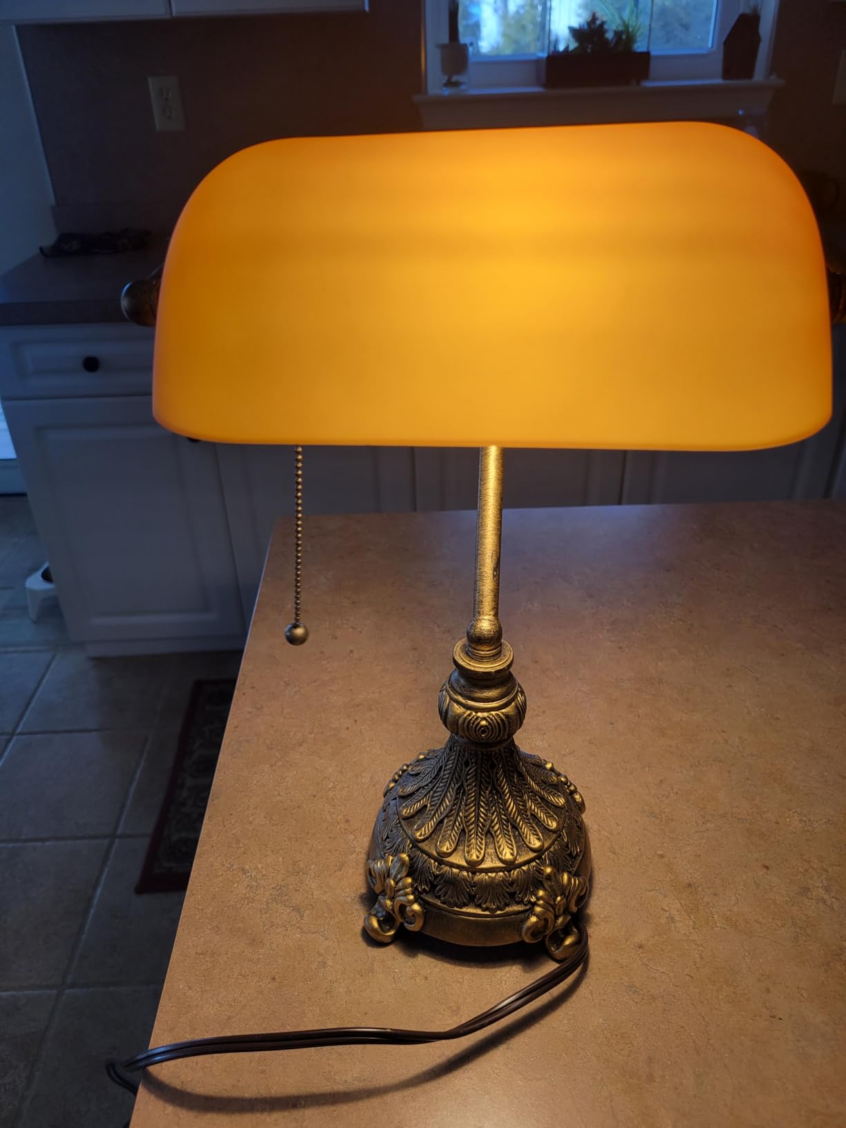 Vintage Green Glass Bankers Desk Lamp, LED Bulb Included customer photo 2