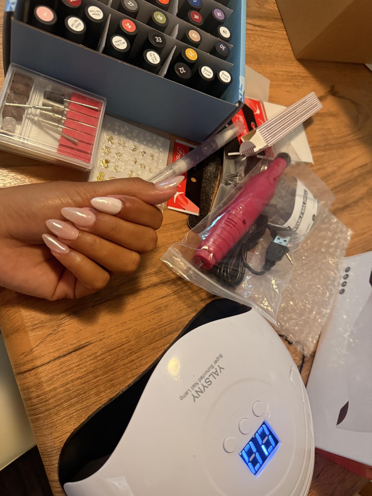NAIL POLISH KIT with U V Lamp and Drill Starter Kit 36 Colors Gel Nail Polish Nail Art Gel Manicure Kit customer photo 1