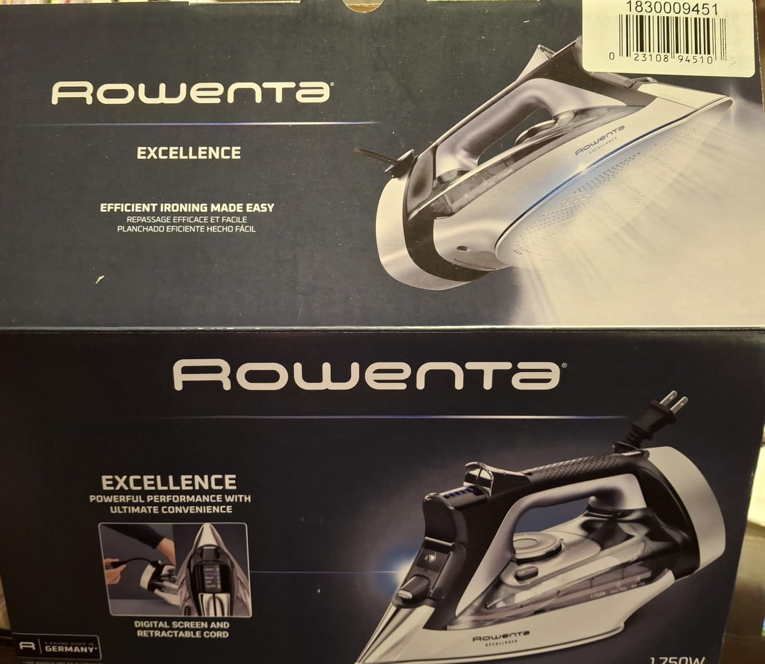 Rowenta Iron, Focus Excellence Stainless Steel Soleplate Steam Iron for Clothes, Retractable Cord, 400+ Microsteam Holes, Powerful steam, LED Display, 1750 W Ironing Clothes, Cordreel, Red DW5433 customer photo 1