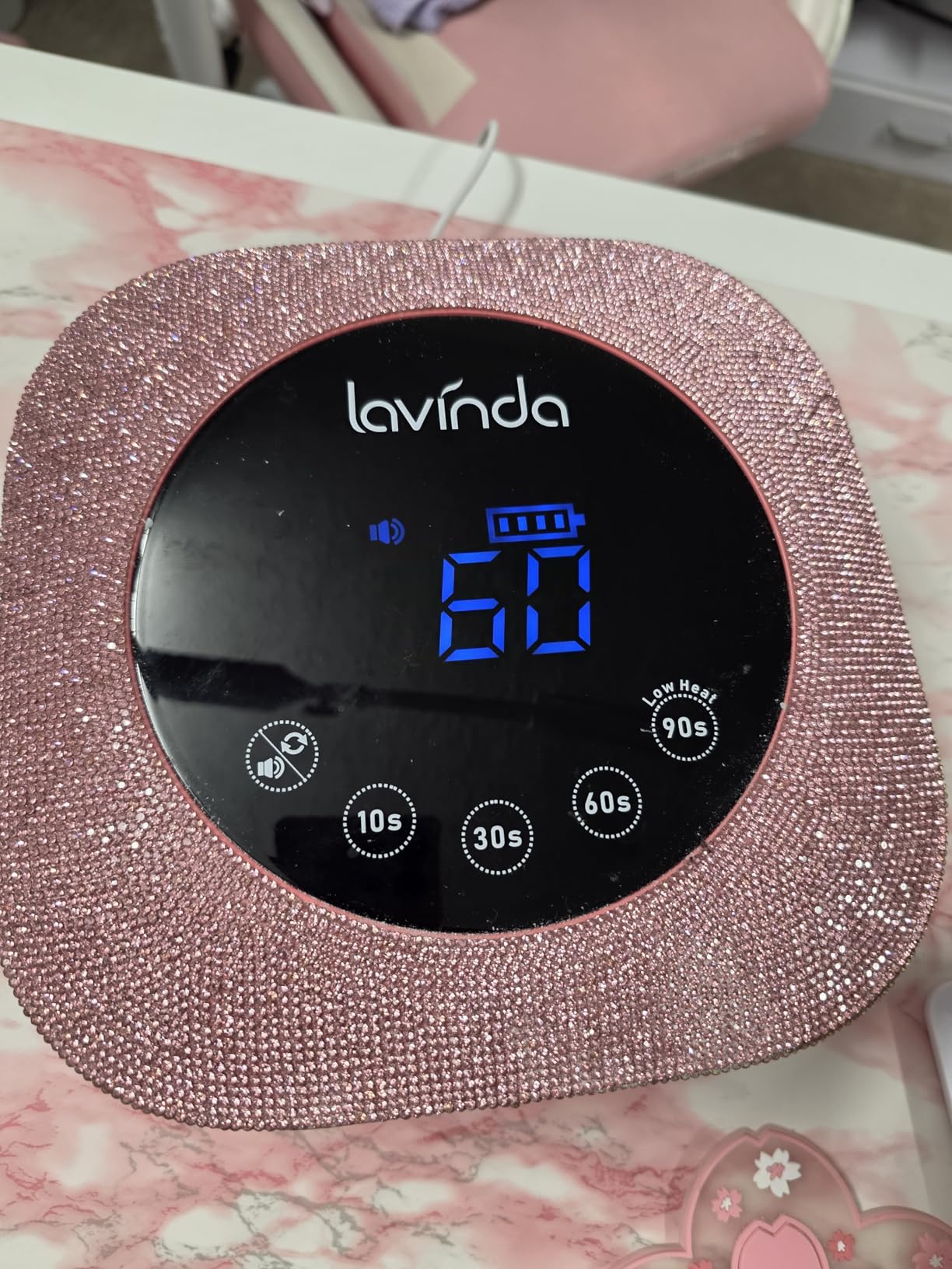 Lavinda UV LED Nail Lamp for Gel Nails, Cordless Rechargeable Nail Light with 4 Timer Settings, Touch LCD Display, Removable Base, 54W Professional Nail Dryer for Salon Home Use Diamond Design customer photo 1