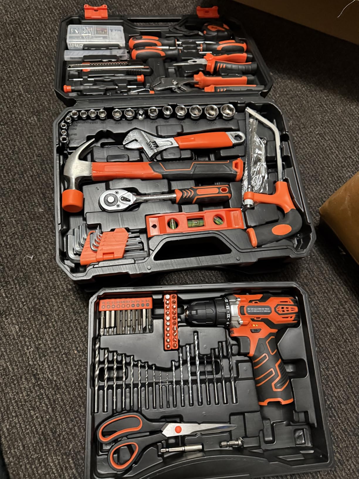 255-Piece Home Tool Kit with 12V Cordless Drill and Drawer Case customer photo 1