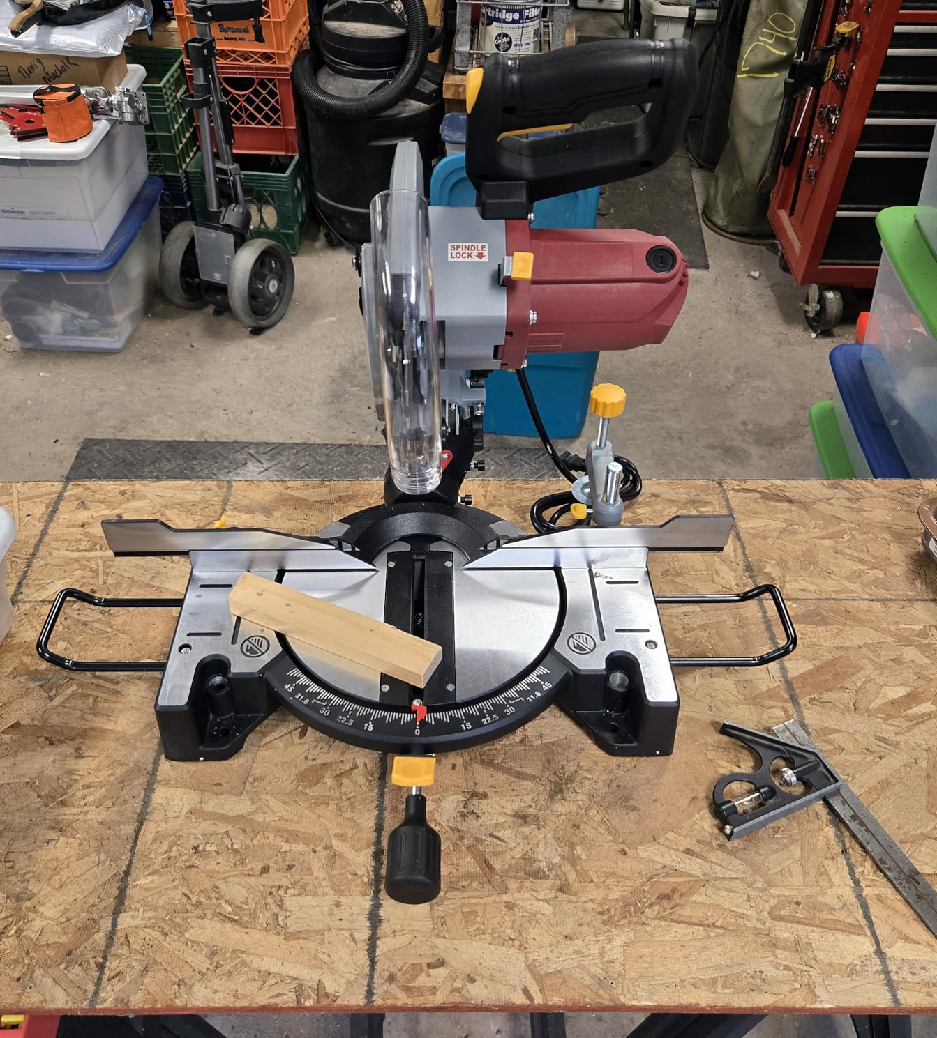 10-inch Compound Miter Saw, 5000RPM, 15 Amp, Single Bevel 0-45° with Extension Table, 36T Blade, Power Saw for Metal, Plastic, Wood, Laminates customer photo 1