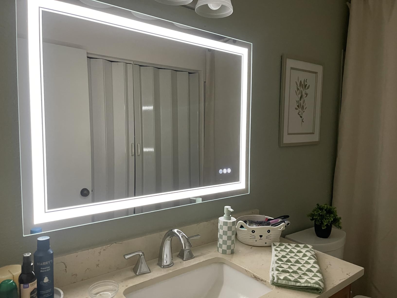 24X36 LED Bathroom Mirror with Lights, Anti-Fog, Backlit + Front Lit, Dimmable, Led Vanity Mirror for Wall, Lighted Bathroom Mirror, 3 Colors, Shatter-Proof Tempered Glass customer photo 2