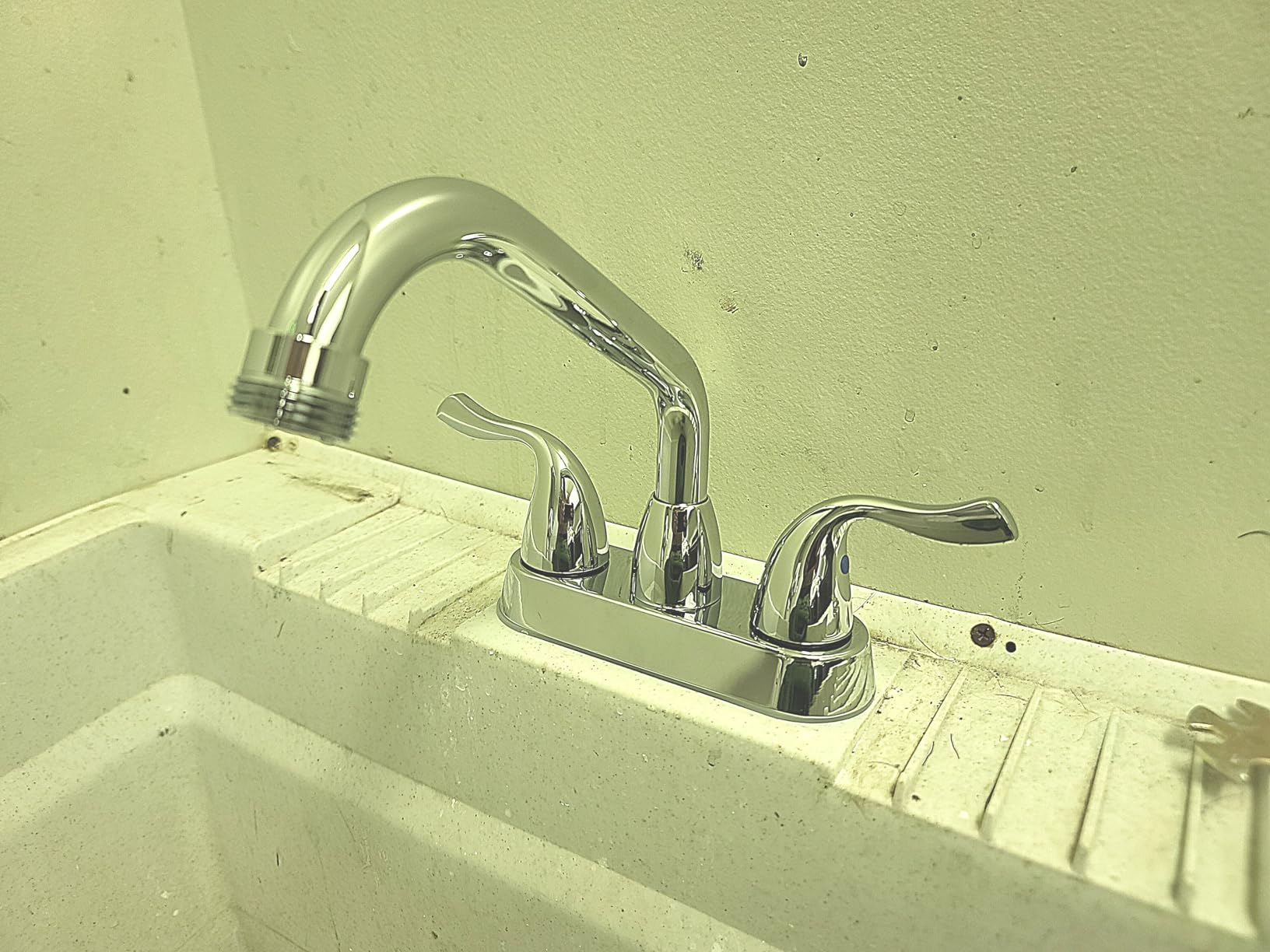Phiestina Tall Bathroom Faucets with Pull Down Sprayer, Brushed Nickel High Arc Single Handle Pull Out Faucet, 1 or 3 Hole Utility Sink Laundry Bar Faucet Pull Out with Deck Plate WE10CL-ZY-BN customer photo 1