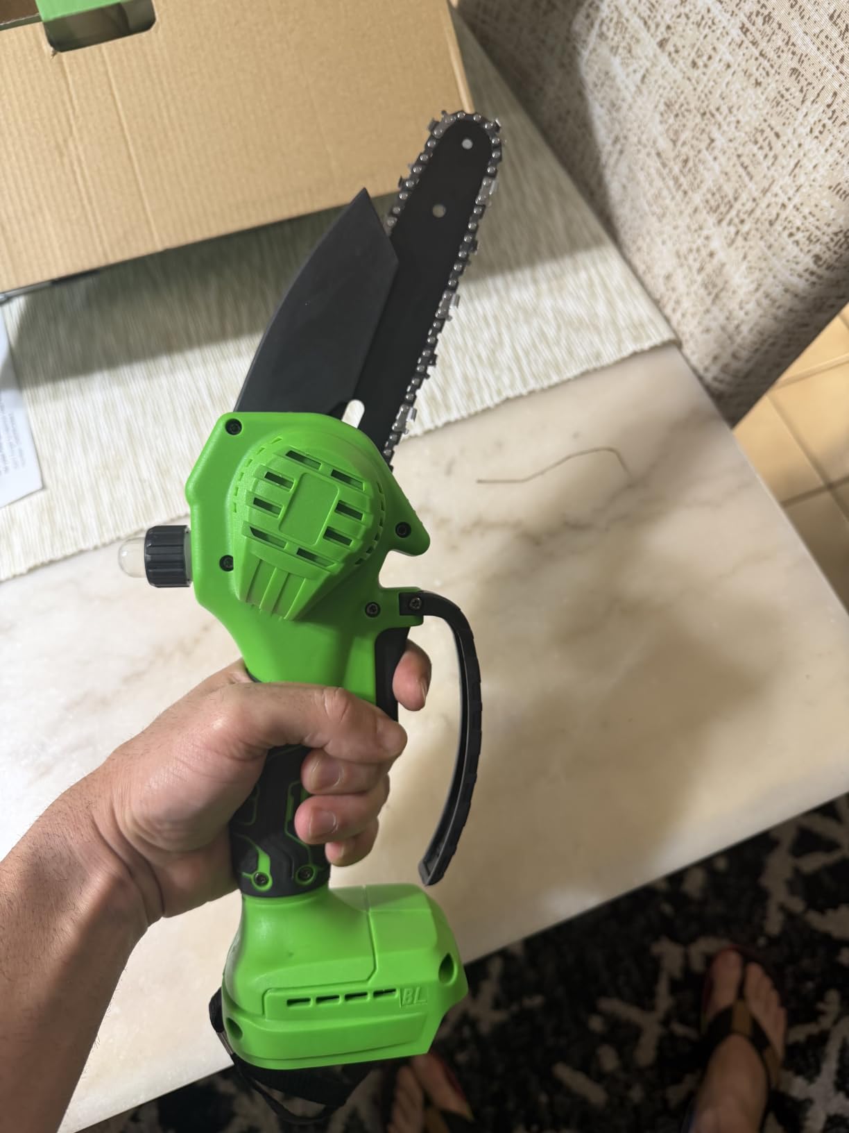 Mini Chainsaw Cordless, 6-Inch Small Electric Chainsaw with 21V Battery & 3 Chains, Hand Held Chain Saw Battery Powered for Wood Cutting & Tree Trimming, Ideal Gardening Gift for Men Dad. customer photo 2