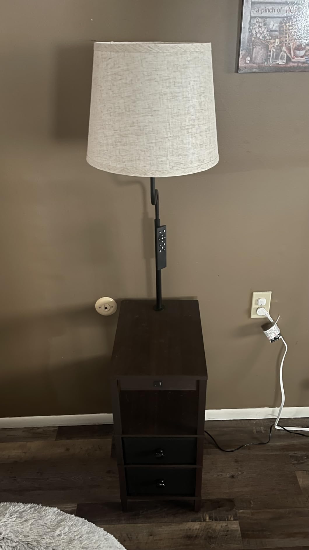 EDISHINE Floor Lamp with Table, Dimmable USB-A+Type-C Ports, Remote, Black customer photo 2