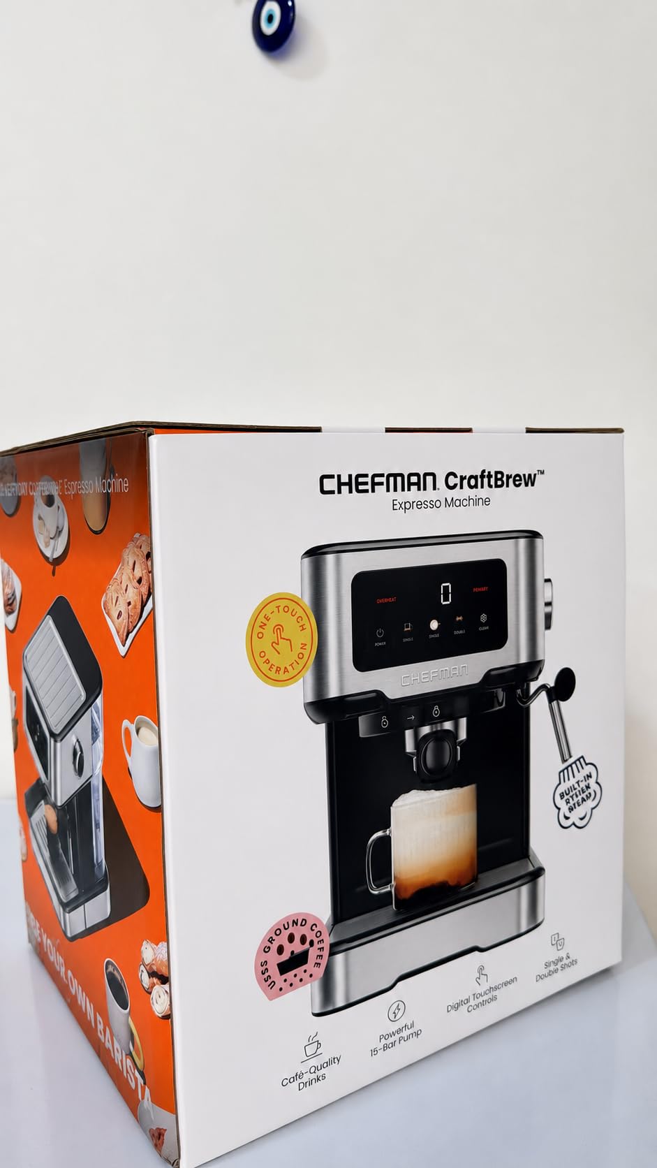 Chefman Crema Supreme 15 Bar Espresso Machine with Milk Frother, Barista Steam Wand, Professional Coffee Maker with Coffee Grinder, 30 Grind Settings, 3L Removable Water Tank - Stainless Steel customer photo 1