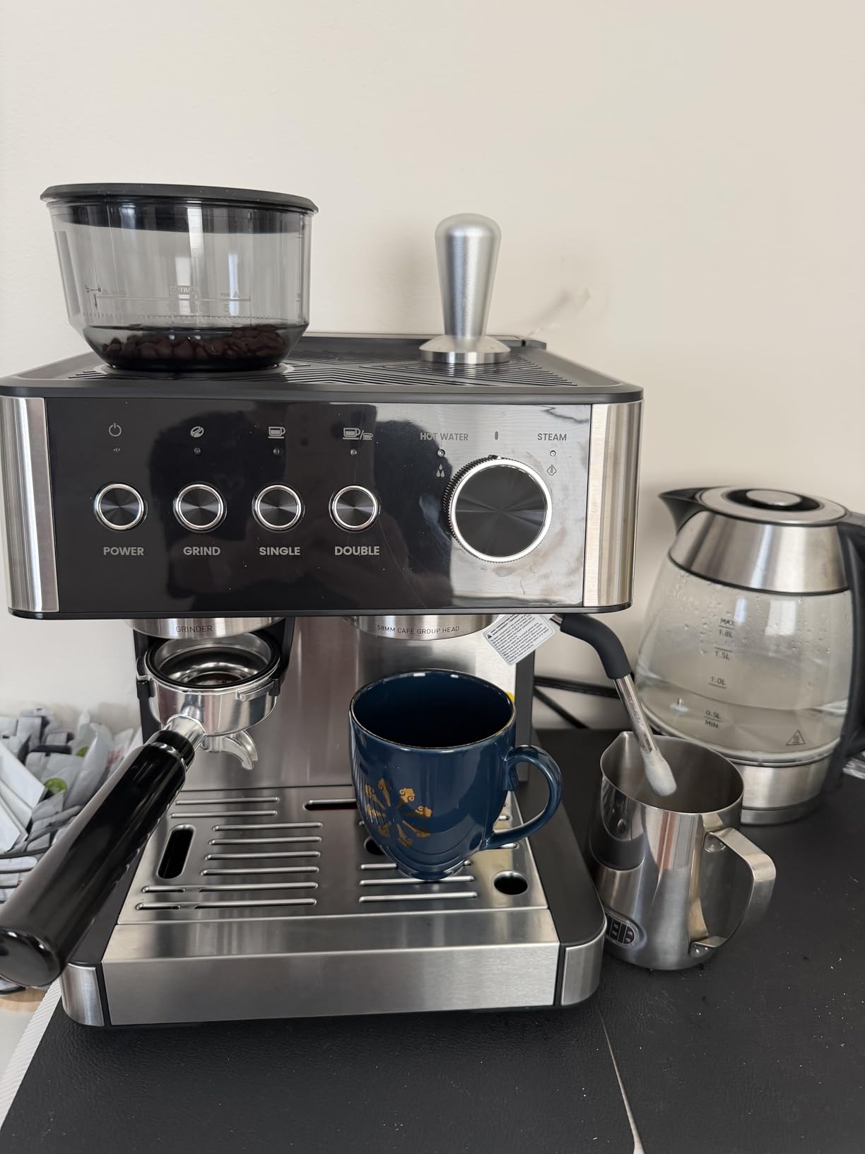 (2026 Upgrade) Espresso Machine with Grinder, Expresso Coffee Machines with Built-in Anti-Clog Coffee Grinder/Milk Steam Wand/Frother, Expresso Machines for Home Perfect Cappuccino & Latte-Silver customer photo 2