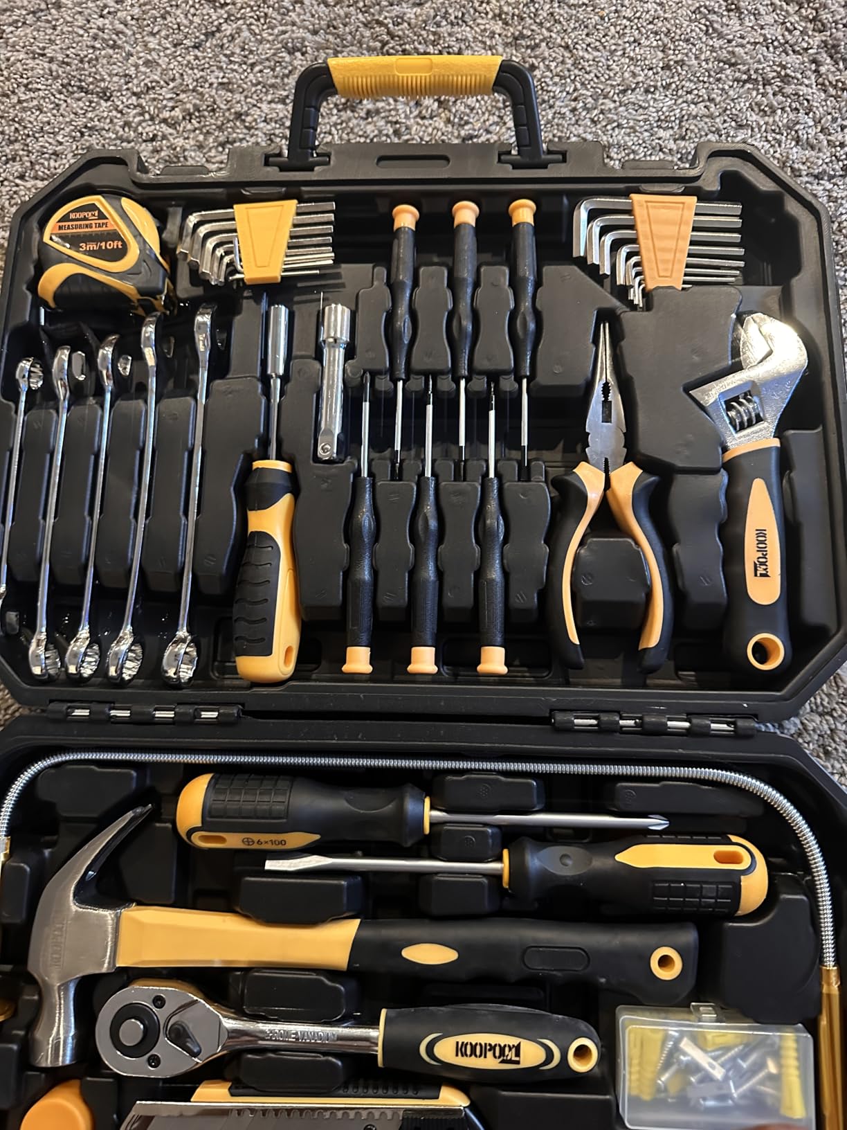 KOOPOOL 159 Piece Pink Tool Set, Tool Kit for Women, General Household pink tool kit for Home Auto Repair, Basic Mechanic Tool Box, with Storage Case customer photo 1