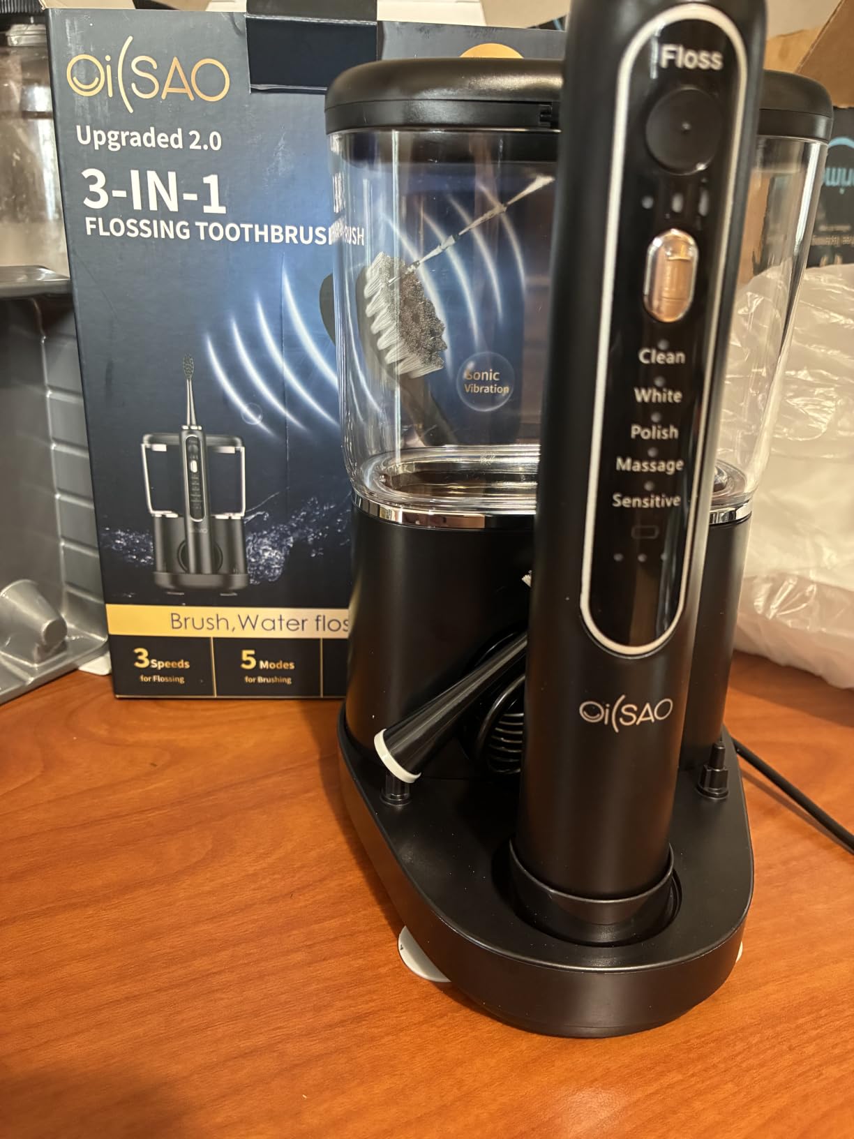 Electric Toothbrush with Water Flosser Combo,Sonic Flossing Toothbrush, Bl customer photo 2