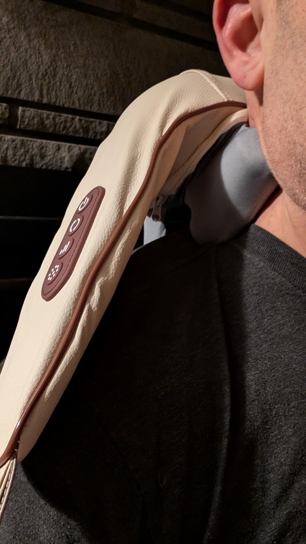 KppeX Neck Massagers 4D Deep Cordless Tissue Kneading with Heating Function, Shiatsu and Shoulder Massagers Pillow,Leg and Back Pain Relief, Gifts for Men or Women-Lvory White customer photo 2