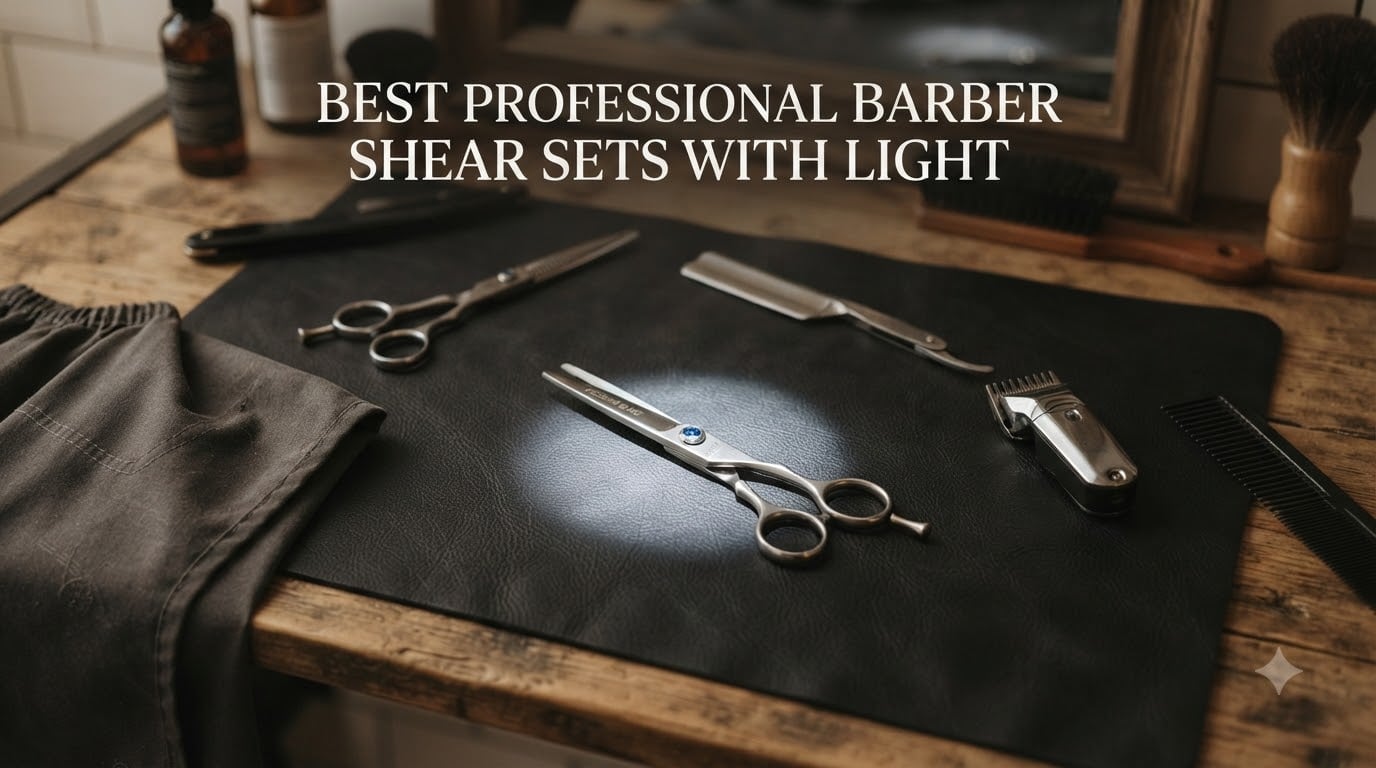 best professional barber shear sets with light